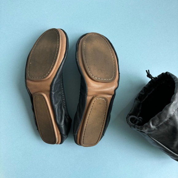 Packable Dark Grey Leather Ballet Flats - Picture 6 of 6